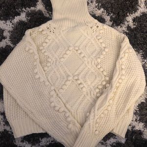 Turtleneck cable knit cream sweater Size L